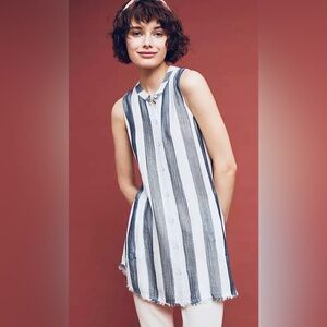 Anthropologie | Cloth & Stone Textured Tunic Blue/White Striped – Size Small